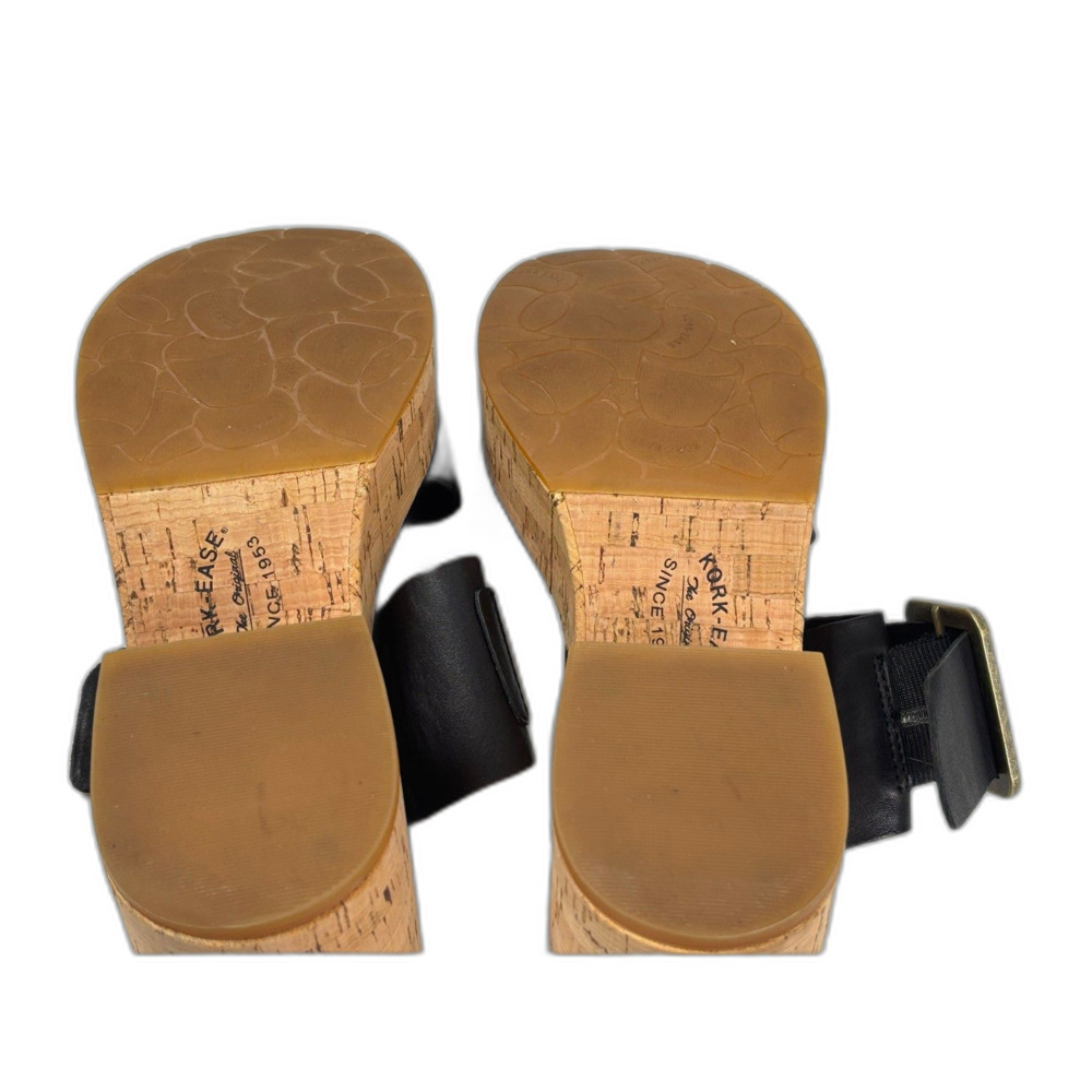 Kork-Ease Taige Black Leather Cork Platform Wedge Sandal Slide Women Sz 10M - Picture 8 of 10